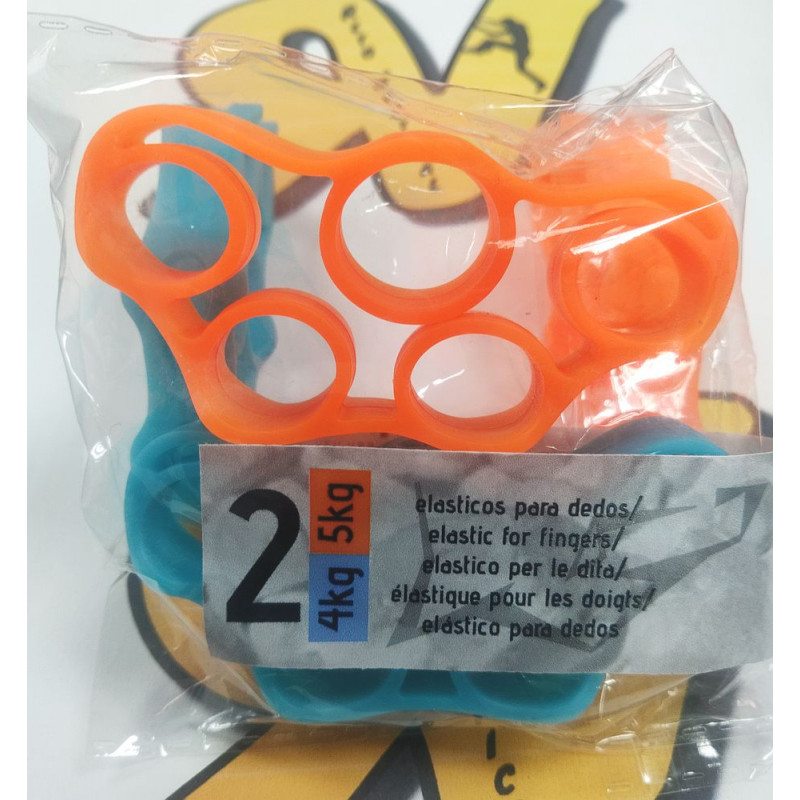 Pack de elásticos de dedos azul y naranja Pack de elásticos de dedos azul y naranja
